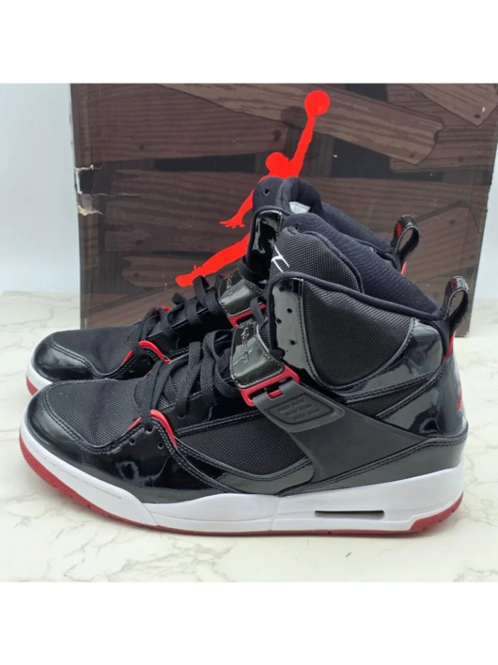 Nike Air Jordan Flight 45 High Bred Mens Size 13 Black Varsity Red White Sneaker
